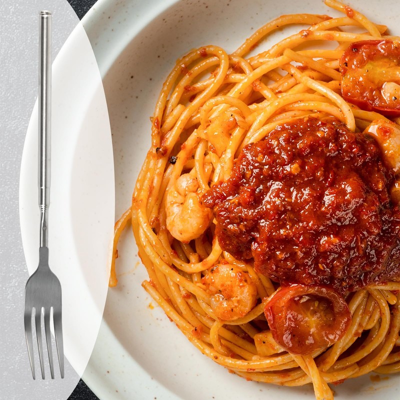 2Pcs Extendable Fork, Stainless Steel Telescopic Forks With Long Handle,