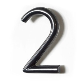 NACH Floating House Numbers, 5 inch Aluminum Gunmetal Black House Numbers for Outside - Number 2, Rounded Door Numbers with Mounting Hardware - Ships from Canada