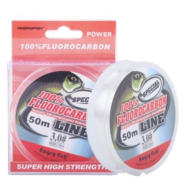 ANGRYFISH 100% Fluorocarbon Fishing Line-Invisible Underwater-Faster Sinking- Ultralow Stretch-Fishing Leader Line (Clear,30LB/0.128MM-55YD)