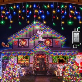 QUHUATU 792 LED 82ft Christmas Icicle Lights, 176 Drops Clear Wire LED Icicle String Lights, 8 Modes Christmas Fairy Lighs with Timer & Memory for House Holiday Decor Wedding (Multicolor)