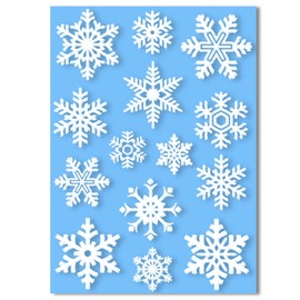 42 Snowflake Window Clings 2D Frosty Design by Articlings - Quick & Simple Christmas Decorations - Glueless PVC Stickers