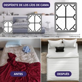 Correas de Sábana de Cama, 6 Correas de Sábana Seguras y Ajustadas para Cama de Matrimonio, Clips de Sábana Ajustables para Sábana Perfectamente Ajustada, Sujetadores para Esquinas (Negro)