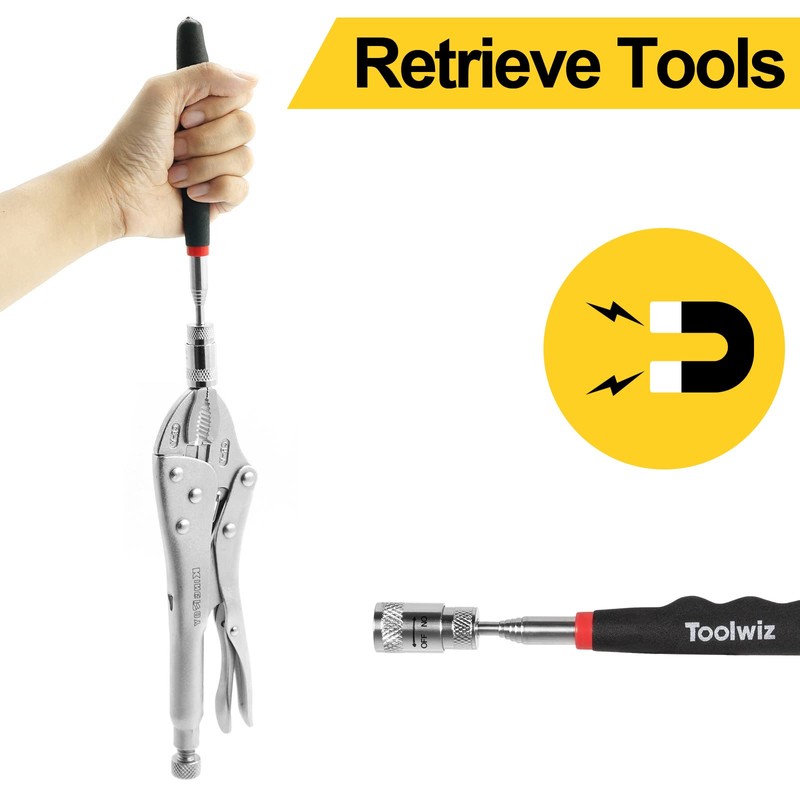 Toolwiz Magnetic Telescoping Pickup Tool 8 Lb, Portable Extendable Magnet