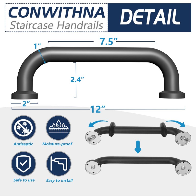 12” Stairway Hand Railing Safety Handle Bar Iron Outdoor Deck