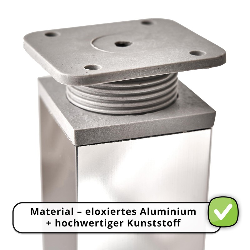 Furniture Feet, Metal Table Legs, Height Adjustable, Sofa Feet, Aluminium