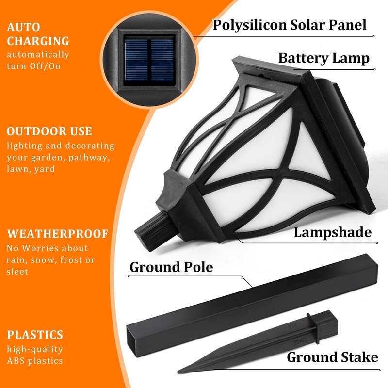 GIGALUMI Solar Lights Outdoor Waterproof, 6 Pack Flickering Flame LED