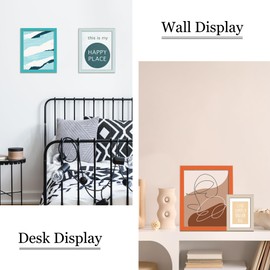 VIOLABBEY 5x7 Picture Frames Set of 4, Colorful Photo Frame of Modern Style, High Definition Tempered Real Glass, Wall Mounted or Tabletop Display (Blue+light blue+orange+apricot)