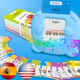 HALCONTORNO English & French Flash Cards - Pocket Speech for Toddlers 3-12, Talking Flash Cards for Kids, 510 Sight Words of 31 Varieties, Sensory Toys for Kids with Autism, Travel Activities (Blue)