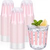 50 Pcs Pink Striped Plastic Cups Disposable 12oz