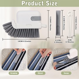 2 in 1 Groove Cleaning Brush Window, Window Track Cleaning Tools with Hidden Scraper, Groove Cleaning Brush Window Track for Sliding Door Track (Grey)