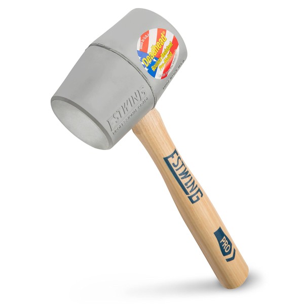 ESTWING Deadhead Rubber Mallet - 12 oz No-Mar Hammer with Bounce Resistant Head & Hickory Wood Handle - DH-12N