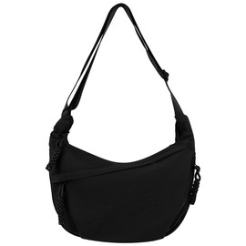 Adigau Womens Casual Dumpling Chest Bag Travel Crossbody Cross Body Bag Fashion Adjustable Strap Hobos Shoulder Bags Daily Solid Color Crescent Bags for Women Black