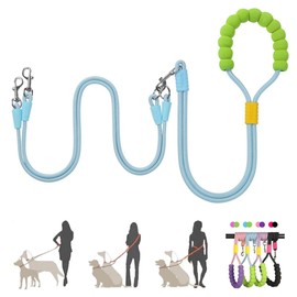 FURLINGDA Hands Free Double Dog Leash for Two Dogs, No Tangle 360° Swivel Fit for Small and Medium Breeds, Adjustable Split Leads, Double Leash with Padded Handles