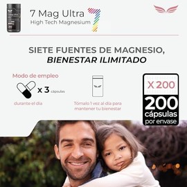 ETERNAL NUTRITION Seven Mag Ultra: Magnesio Complex 7 en 1 Puro (200 Caps) | Glicinato, Citrato, L-Treonato, Malato, Taurato y Orotato · 66 Porciones 