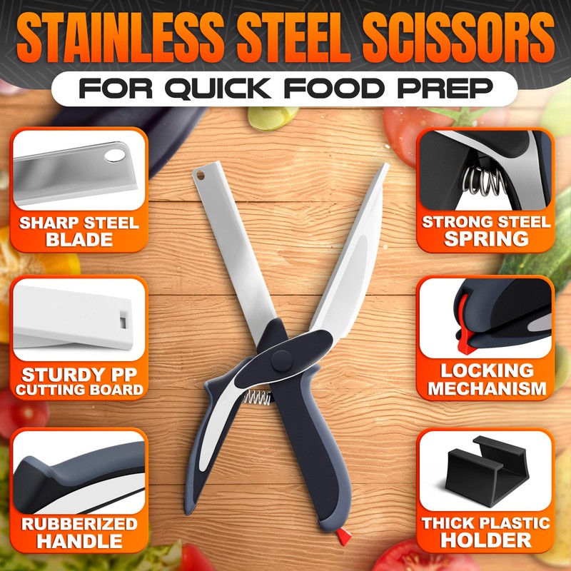 Cutting Board Scissors - 2 In 1 Kitchen Scissors with
