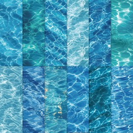 FYSUIMU 12Pcs Ocean Waves Cotton Fabric Bundles Blue Sea Wave Fat Quarters Summer Sewing Fabrics for DIY Craft Party Decor, 18 x 22 Inch