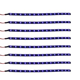 ESUPPORT Blue 12v 15 Led 30cm Car Flexible Waterproof Underbody Light Strip Decoration Pack of 8