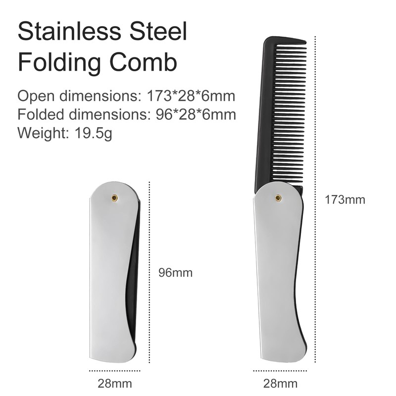 Stainless Steel Folding Comb - Switchblade Pocket Hair and Beard
