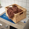 Large Wicker Basket Rectangular with Wooden Handles for Shelves, Water