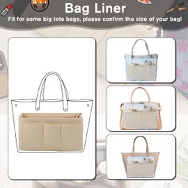 Hejo Handbag Organiser, Felt Bag Organiser, Bag in Bag Organiser, 30 × 17 × 16 cm Pocket Organiser Shopper, Multi-Pocket Handbag Inner Pocket for Women Girls (Beige, L)