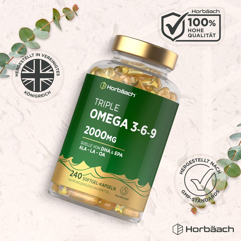 Horbaach Omega 3 6 9 Capsules High Dose 2000 mg