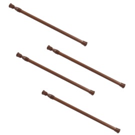 Kyuionty 4 Pcs Spring Tension Curtain Rods, 11.8 To 19.6 Inch Adjustable Curtain Rod Spring Loaded Shower Rod for Bathroom, Kitchen, Window (Wood Grain Color)