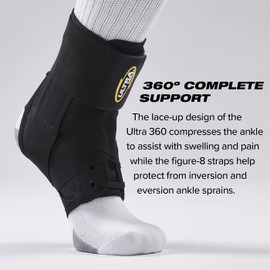 Ultra 360 Lace-Up Adjustable Ankle Brace – For Ankle Stabilization, Adjustable Compression