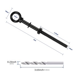 RiaYer 5 Pack Eye Bolt, 1/4” x 5" T316 Stainless Steel Eyebolts, Heavy Duty Shoulder Lifting Ring Threaded Eyebolts with Nuts and Washers HF038B