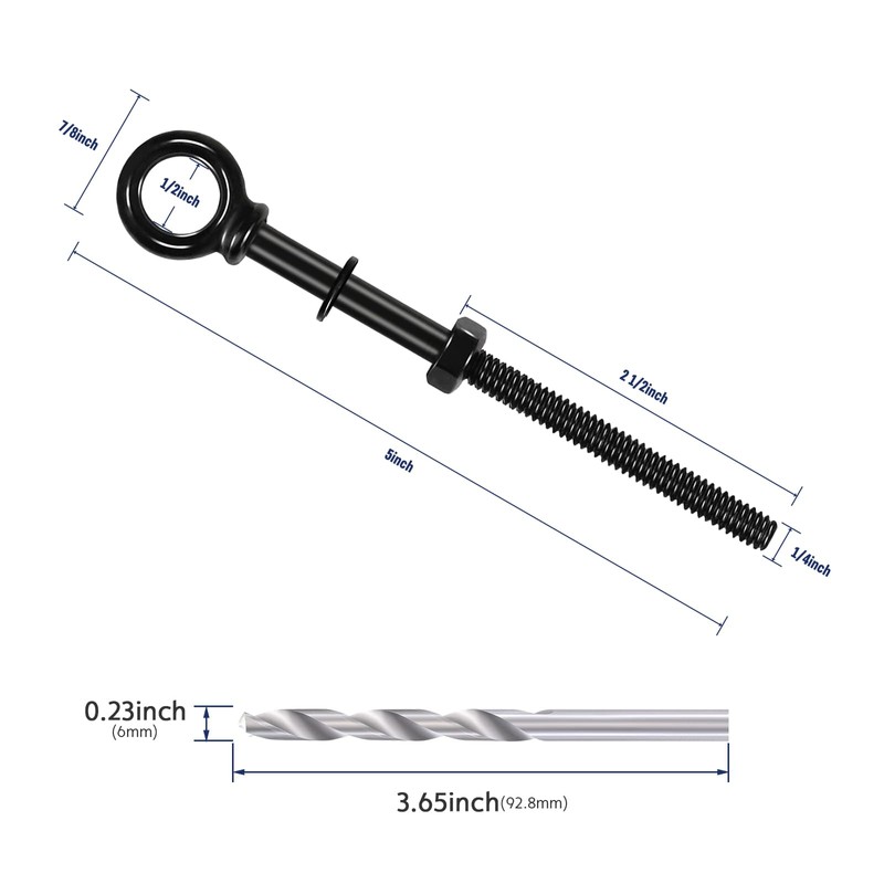 RiaYer 5 Pack Eye Bolt, 1/4” x 5" T316 Stainless