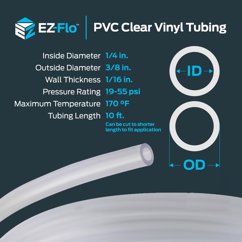EZ-FLO 1/4 Inch ID (3/8 Inch OD) PVC Clear Vinyl