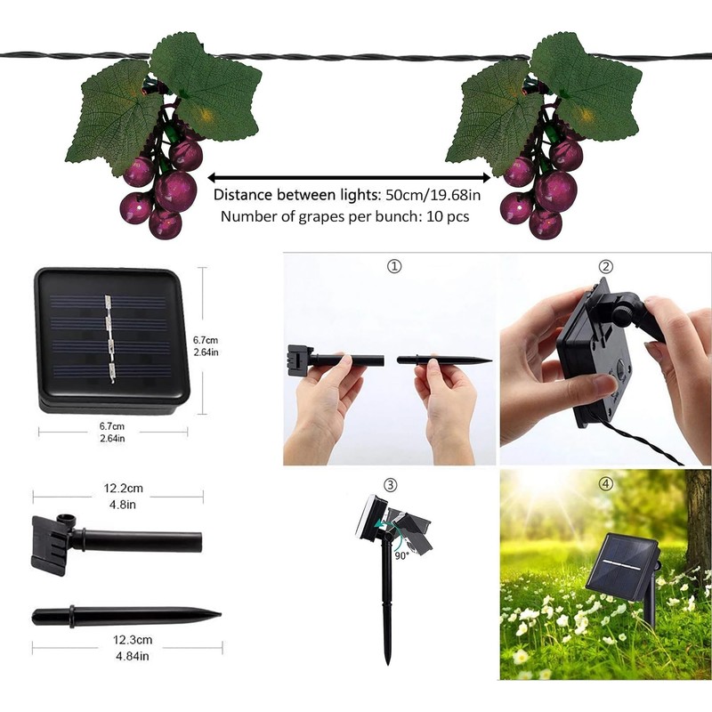 keeda Solar String Lights with Vines, Waterproof 80 LED Grape