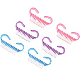 Mirhua Nail Brush, Nail Brush, Colorful 3 Colors, Set of 6, Round Handle Nail Brushes (Set of 6, Tri-Color)