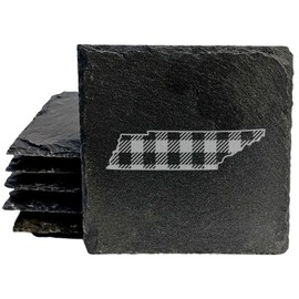 Tennessee Plaid Coasters - Square Slate - set of 8
