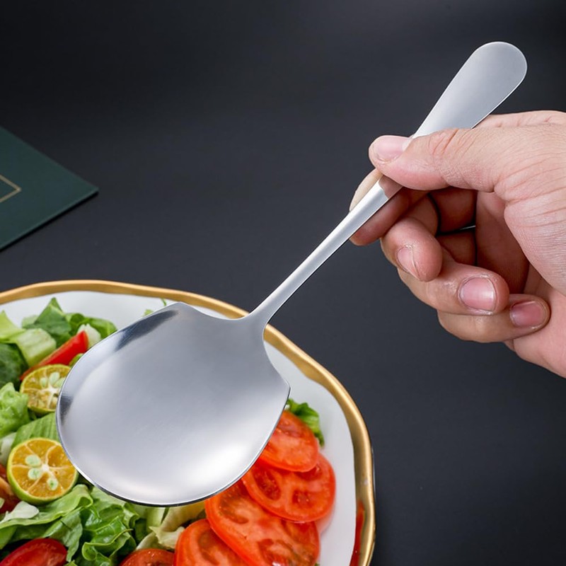 Faderr 2pcs Serving Spoons Stainless Steel Buffet Serving Spoon Silver