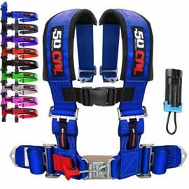 Blue 4 Point Harness & Bypass Plug for Bucket Seat, Latch Release, 9 Color Options, Works with CanAm UTVs, Racing Harness, Race Car, & Off Road Vehicle(1 Unit) [6002, 5999]