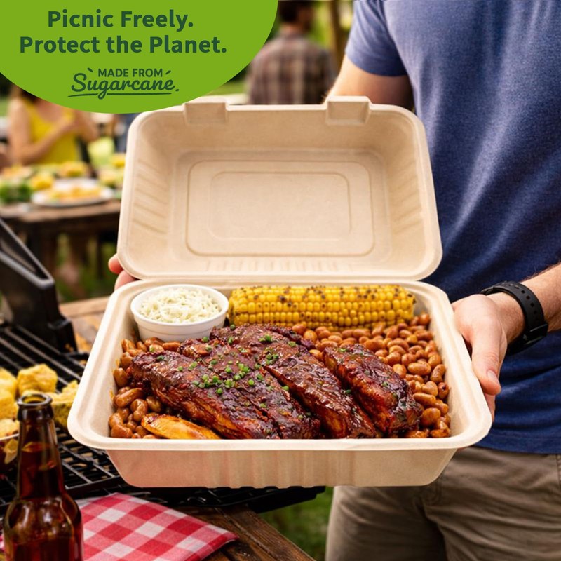 Lxins ECO 9x9 Inch To Go Boxes 75 Pack, Compostable