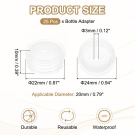 PATIKIL Bottle Adapter 0.79"/20mm, 25 Pcs Press in Bottle Adapter Plug for Oral Dispensers Liquid Oil Plastic Glass Bottles Stopper, Clear