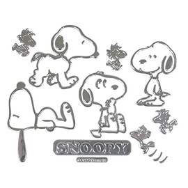 Meiho SN210 Snoopy Woodstock Emblem Sticker Large Silver