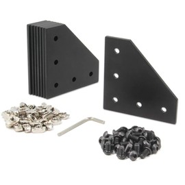 Yeebyee 3030 Corner Bracket Plate L Shape 5 Hole 90 Degree External Connecting Plate with M6 Screws and T-Nuts for 30 x 30 mm Series Aluminium Extrusion Profile (Black-3030 L-Shape)