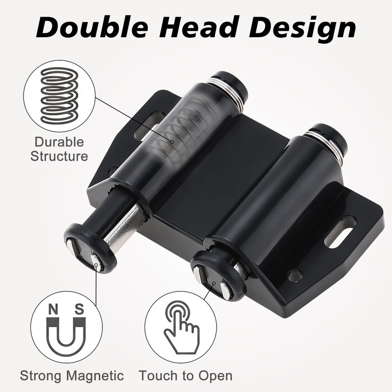 Magnetic Push Latch,Double Push to Open Cabinet Door Touch Latches,8