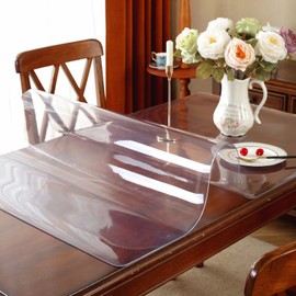 Clear Table Protector 28 x 72 Inch, 1.5mm Thick Plastic Table Cover, Waterproof PVC Clear Table Cover Protector, Desk Protector Mat, Writing Desk Pad for Desktop, Coffee & Dining Room Table
