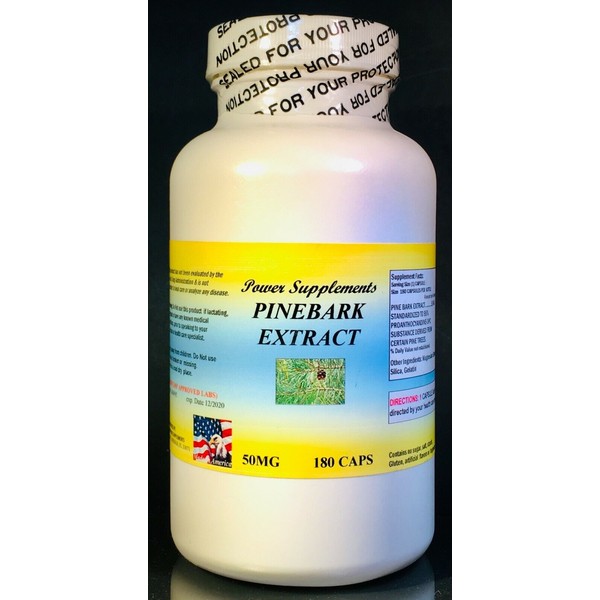 Pine bark extract 50mg potent anti-oxidant. Made in USA -180 capsules.