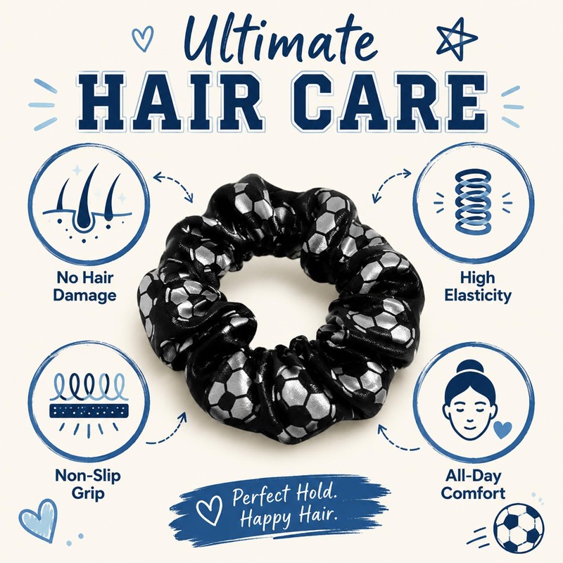 20Pcs Soccer Scrunchies Soccer Sports Ponytails Elastic Hair Bands