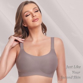 Vinfact Buttrig Women’s Smooth Seamless Bra, Without Underwire, Large Sizes, Strong Hold, Ultra Comfortable Sleep Bra with Additional Bra Extension, gray