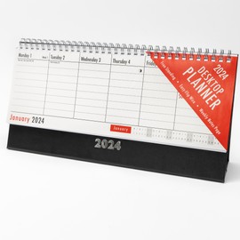 2024 Week to View Desktop Calendar Stand Up Spiral Bound Planner for Home Office and School Use 29cm x 15cm
