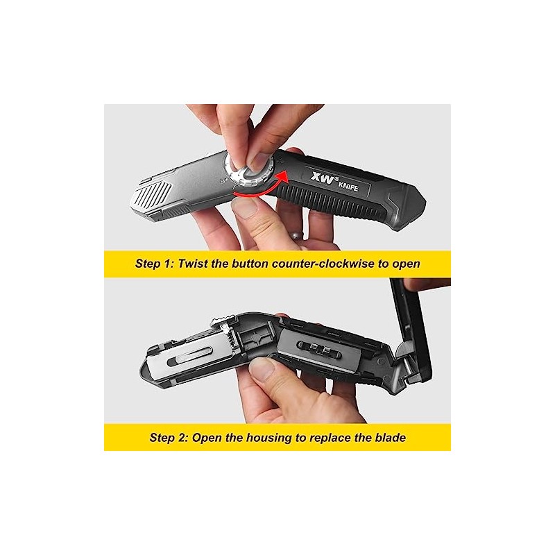 XW Retractable Carpet Knife with Twist-lock Design, Heavy Duty Zinc