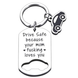 Funny Stocking Stuffers for Young Adult, Christmas Gifts for Adult Young Boys Girls, Drive Safe Because Your Mom Loves You Keychain Gifts from Mom, 16th Birthday Gifts for Boys Girls Son Daughter