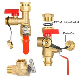 EFIELD 1/4 Turn Isolator Tankless Water Heater Valve Kit, 3/4"Copper Press Inlet