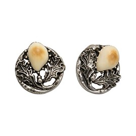 Alpenflüstern Grandl Costume Brooches Deer Tooth Set of 2 Antique Silver Colours API064, Metal, Without Stone