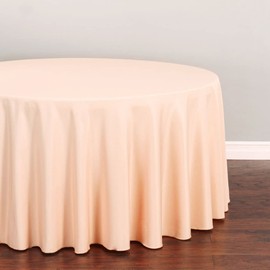 Linenlanding 120" Inch Round Polyester Tablecloths for Circular Table Cover for Wedding, Buffet Table, Parties, Holiday Dinner (1, Peach)